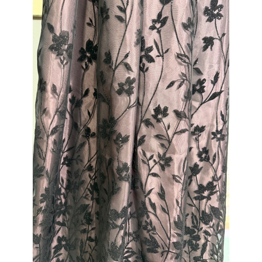 Vintage Night Way Formal Maxi Skirt Sz10 Black Floral Flocked Mesh Gothic Prom - Picture 3 of 7